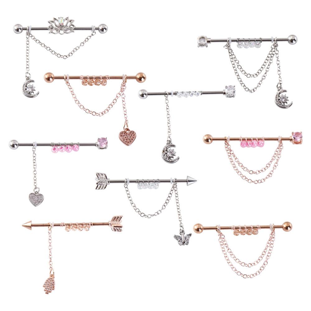 Серьги-гвоздики для пирсинга козелка, промышленные серьги-штанги, ушные гвоздики, длинные ушные серьги-гвоздики, хрящевые серьги-гвоздики