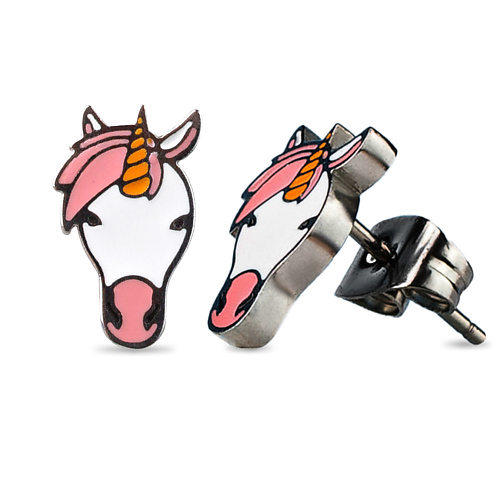 Серьги CAROMIC Серьги бижутерия гвоздики пусеты Единорог