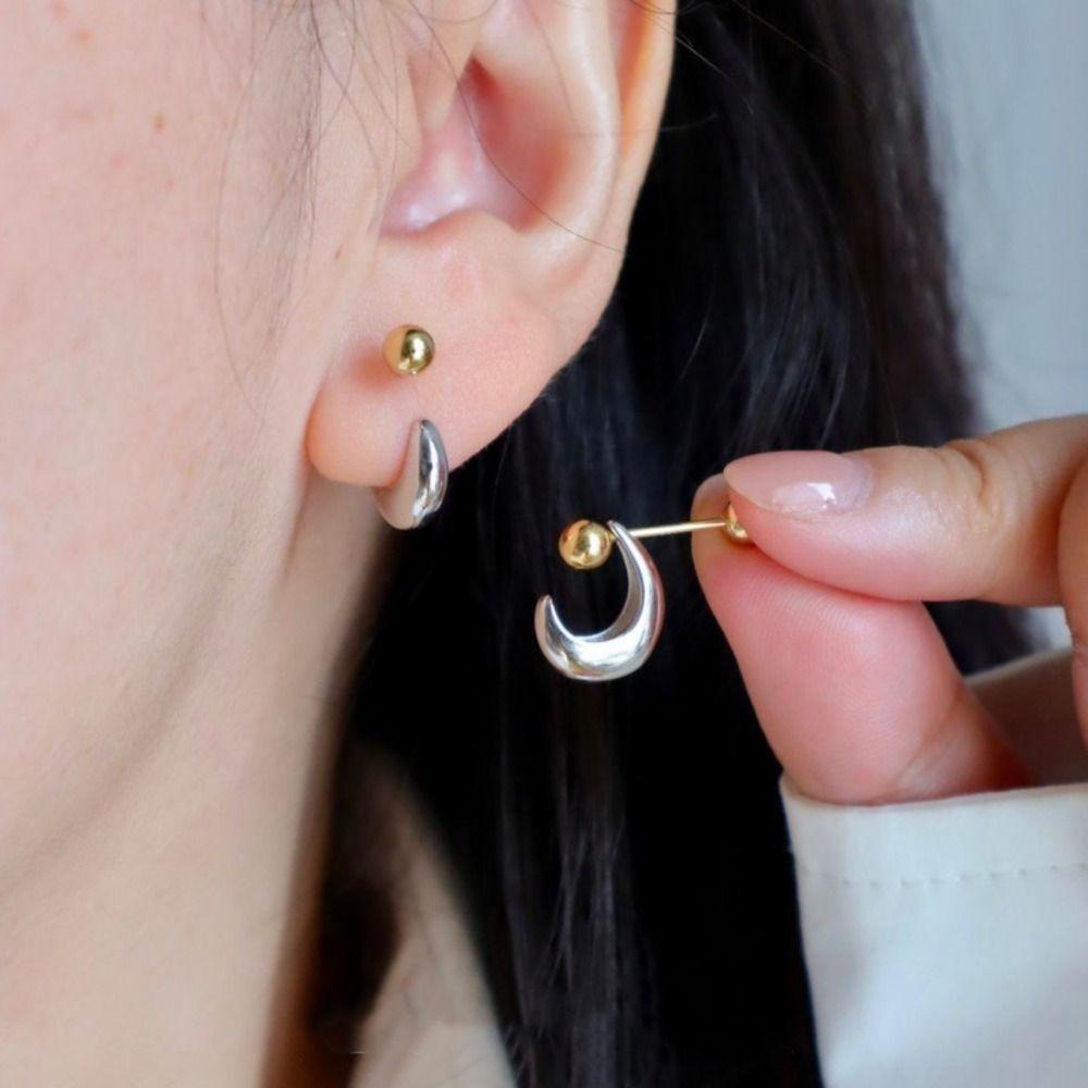 Медные женские серьги Золотые серебряные серьги-гвоздики Серьги-гвоздики Moon Серьги-гвоздики Lady